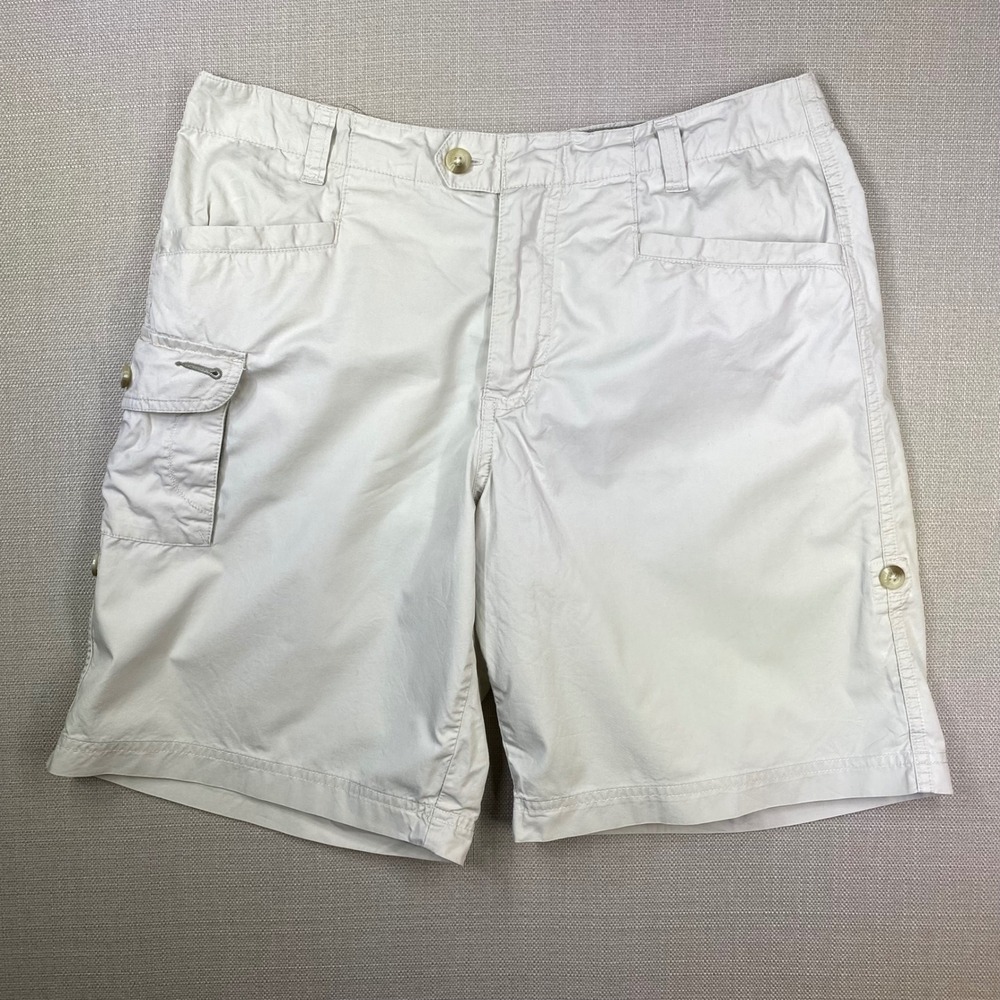 Columbia Sportswear Womens Cotton Cargo Shorts Beige Size 8 AL4360 Utility